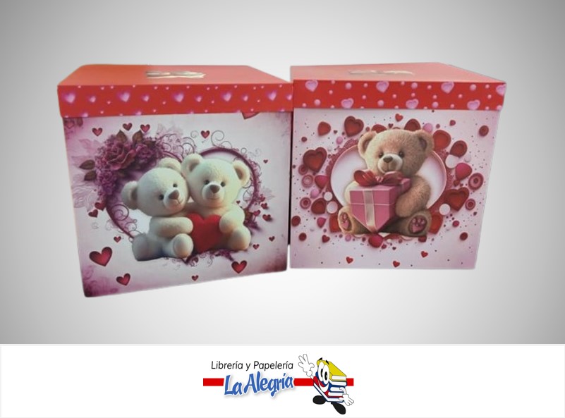 CAJA DE REGALO OSITOS LOVE 30X30X30CM 85633 MARCA S/M