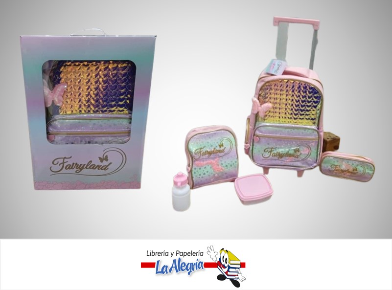 MORRAL/CARTUCHERA/LONCHERA NIÑA CON RUEDAS FAIRYLAND 43.18 CM MARCA STARMATE
