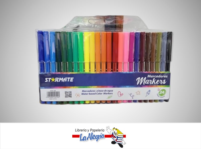 MARCADOR A BASE DE AGUA 24 COLORES MARCA STARMATE