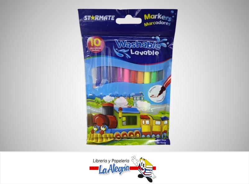 MARCADOR LAVABLE PAQ10 PZA MARCA STARMATE