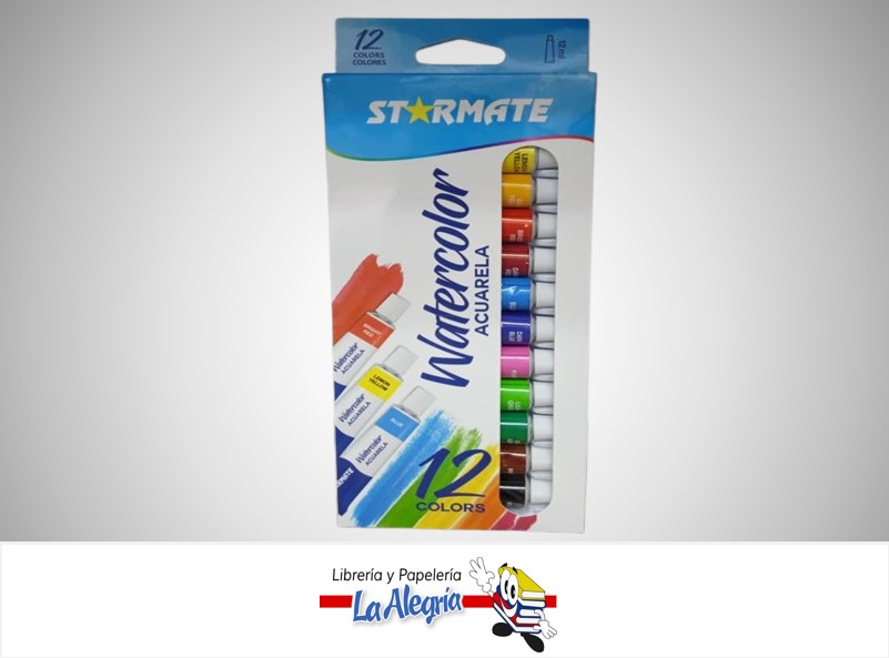 ACUARELA 12 ML PAQ. 12 COLORES  STR-2244 MARCA STARMATE