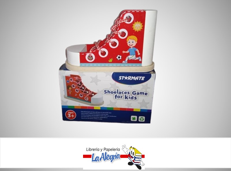 ZAPATO DE MADERA DIDACTICO PARA ATARSE LOS ZAPATOS STR-2393 MARCA STARMATE