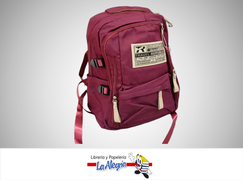 MORRAL ESCOLAR  32CM VINO TINTO TR-LVBP01 MARCA TRAVEL REPUBLIC