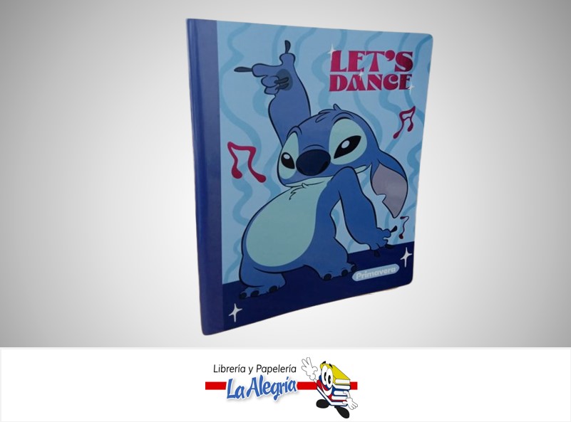 LIBRETA COSIDA STITCH 100 HOJAS CUADROS CON STICKERS MARCA PRIMAVERA