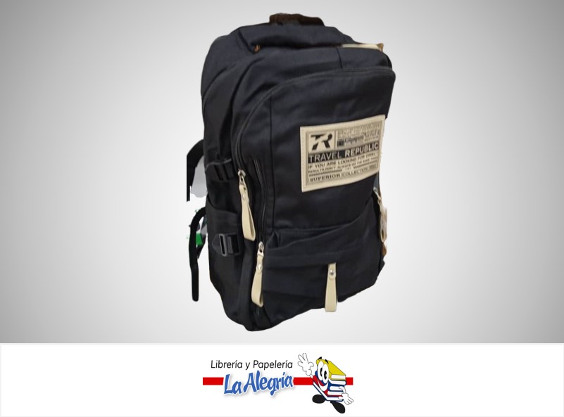 MORRAL ESCOLAR  32CM NEGRO  TR-LVBP01 MARCA TRAVEL REPUBLIC