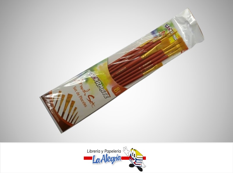 PINCEL SERIE PROFESIONAL STR-2074 SET 8 PZAS MARCA STARMATE