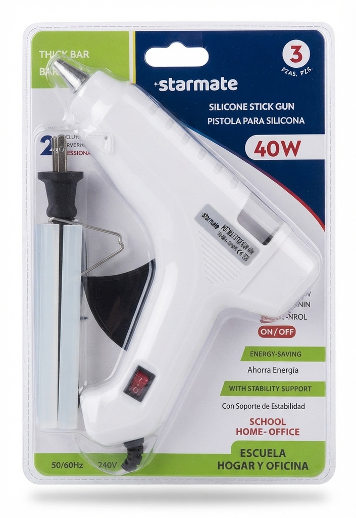 PISTOLA DE SILICON 40W 100-240V CON BOTON DE ENCENDIDO UND REF: STR-7138 MARCA STARMATE