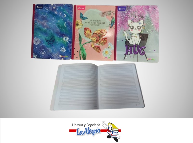 LIBRETA COSIDA XPRESARTE NIÑA 100 HOJAS DOBLE LINEA CON STICKERS Y GUIA MARCA NORMA
