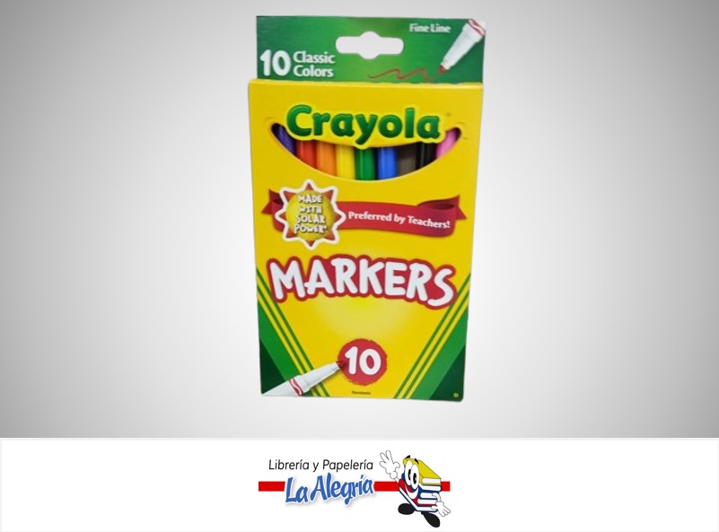 MARCADOR PUNTA FINA 10 COLORES MARCA CRAYOLA