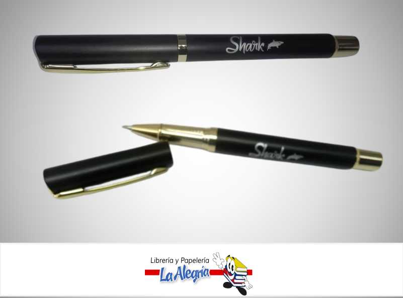 BOLIGRAFO EJECUTIVO CON TAPA NEGRO UND MARCA SHARK