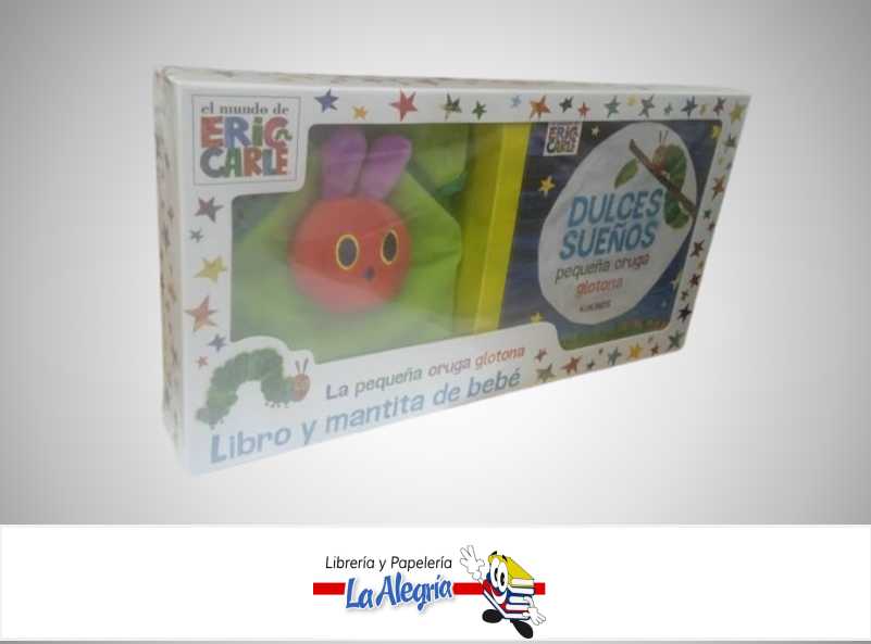 DULCES SUEÑOS LA PEQUEÑA ORUGA GLOTONA LIBRO Y MANTITA DE BEBE  TEMATICA CUENTOS INFANTILES AUTOR ERIC CARLE MARCA KOKINOS