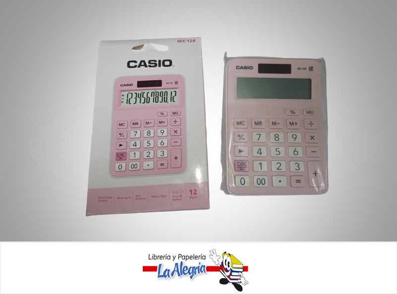 CALCULADORA ESCRITORIO MX-12B-PKLB 12 DIGITOS ROSADA MARCA CASIO