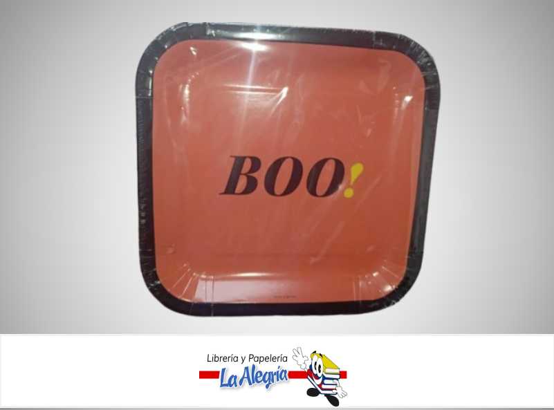 PLATOS DESECHABLES BOO! 23.5X23.5CM PAQ 8 UND MARCA HALLMARK