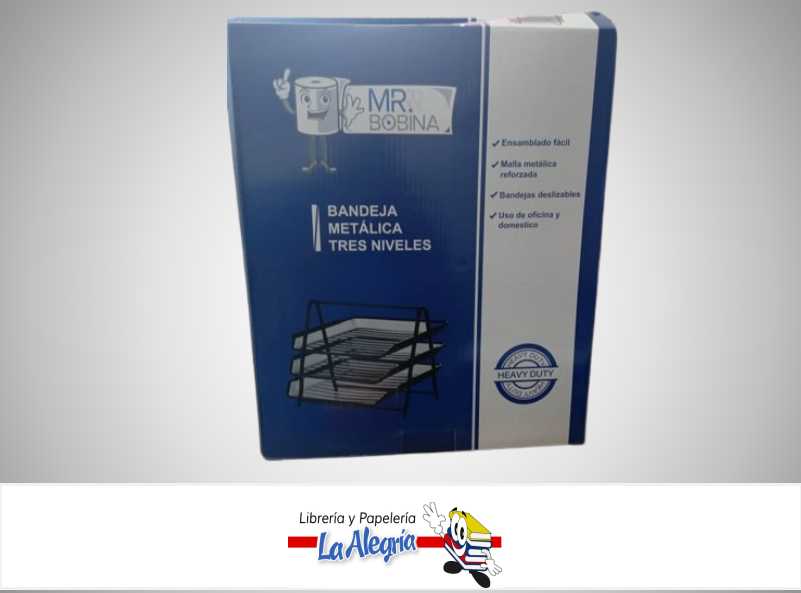 BANDEJA MALLA METALICA 3 NIVELES NEGRA MARCA MR. BOBINA