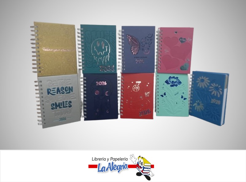 AGENDA 2026 JUVENIL ANILLADA 17X12 CM MODELOS SURTIDOS MARCA ARTESCO