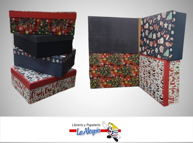 CAJA DE REGALO NAVIDAD 27.5X19.5X7.5 CM 4 MODELOS MARCA S/M