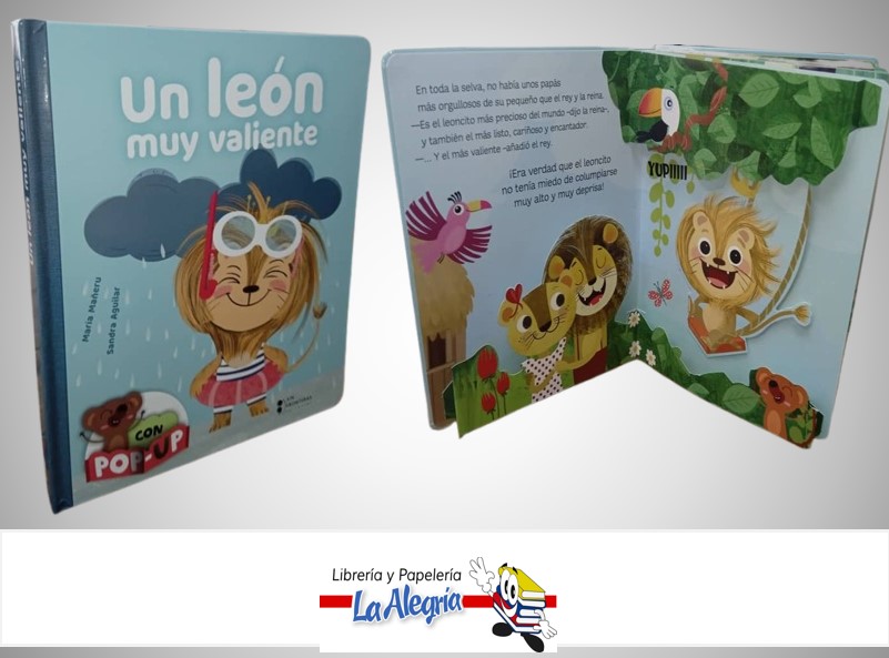 UN LEON MUY VALIENTE CON POP-UP TEMATICA CUENTO INFANTIL AUTOR MARIA MAÑERU/SANDRA AGUILAR MARCA SIN FRONTERAS