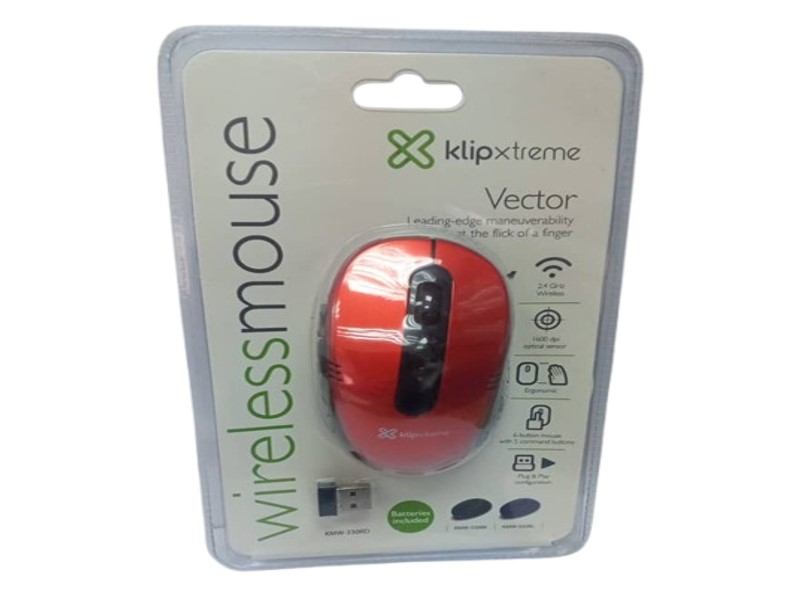 MOUSE OPTICO INALAMBRICO 6 BOTONES ROJO MARCA KLIPXTREME