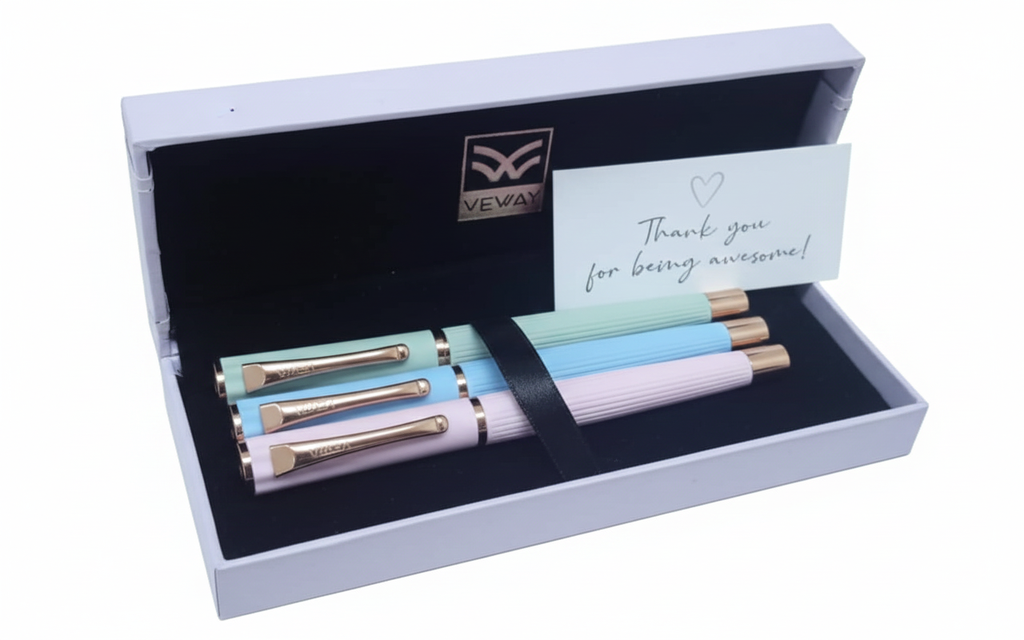 BOLIGRAFO SET DE 3 COLORES PASTEL PARA DAMA MARCA VEWAY