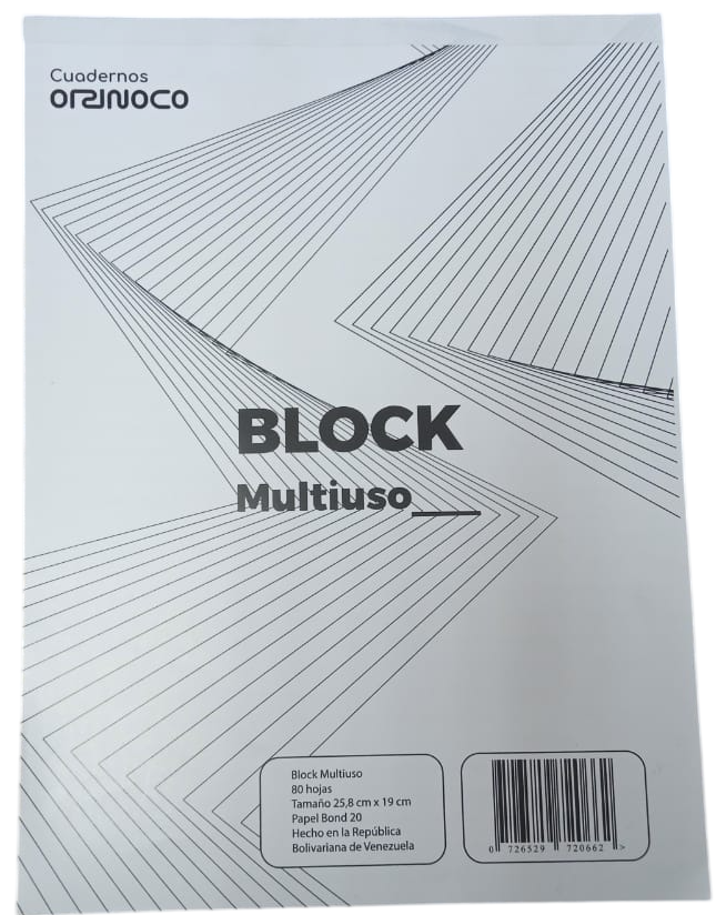 BLOCK MULTIUSO 80 HOJAS CARTA MARCA CUADERNOS ORINOCO