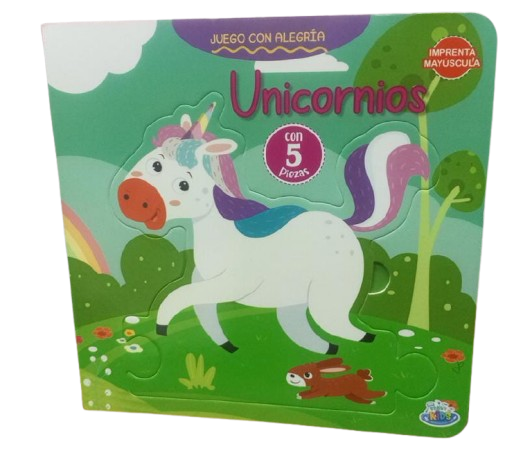 LIBRO DIDACTICO UNICORNIOS 5 PIEZAS REMOVIBLES REF: BK-185 MARCA BRAINY KIDS