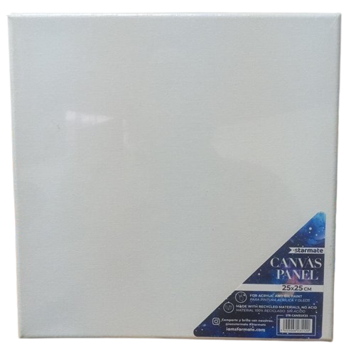 LIENZO CANVAS PANEL PARA PINTURA ACRILICA Y OLEO 25CM X 25CM REF: STR-CAN25X25 MARCA STARMATE