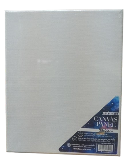 LIENZO CANVAS PANEL PARA PINTURA ACRILICA Y OLEO 25CM X 20CM REF: STR-CAN25X20 MARCA STARMATE