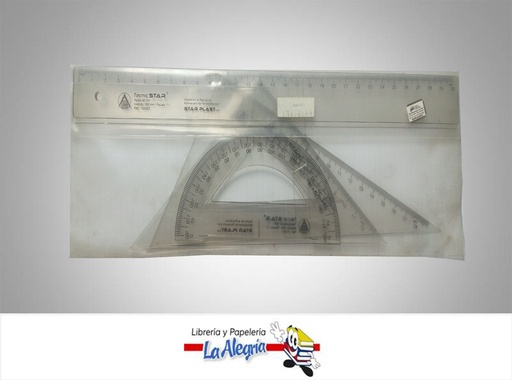 [650000] JUEGO DE GEOMETRIA 30CM TRANSP 4PZ MARCA STAR   