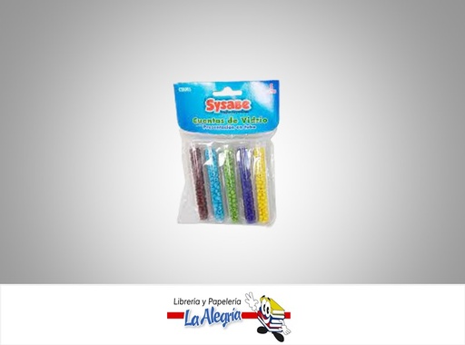 [7591213023106] CUENTA DE VIDRIO 5 COLORES MARCA SYSABE