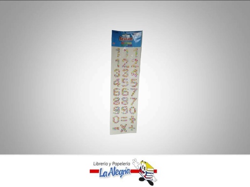 [7591213025049] GEMAS ADHESIVAS NUMEROS 3 CM MULTICOLORES MARCA SYSABE