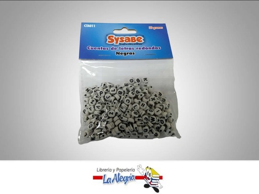 [7591213026282] CUENTA DE LETRAS REDONDAS 30 GR BLANCO/NEGRO MARCA SYSABE