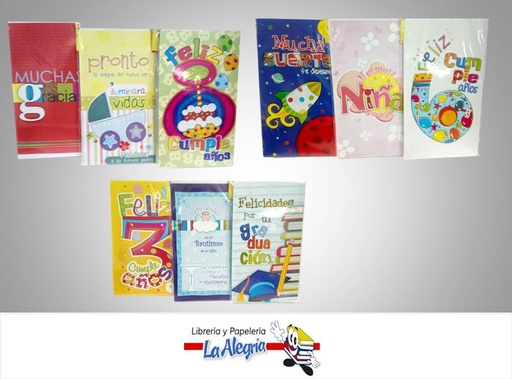 [7593227000388] TARJETA DE REGALO 15,4X17,5 SURTIDAS MARCA TEKI   