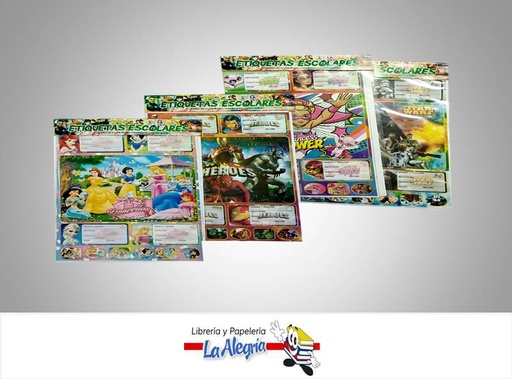 [00034012] ETIQUETA ESCOLAR CON PERSONAJES ANIMADOS MARCA S/M   