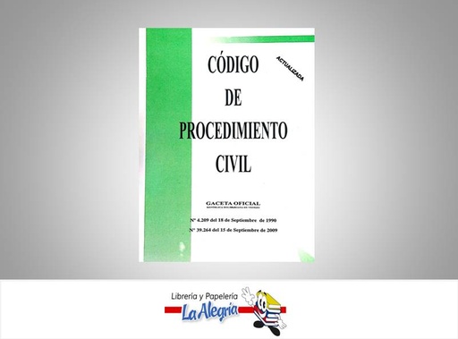 [000600] CODIGO DE PROCEDIMIENTO CIVIL TEMATICA LEYES AUTOR GO 39264 EDITORIAL DISTRIBUIDORA ML