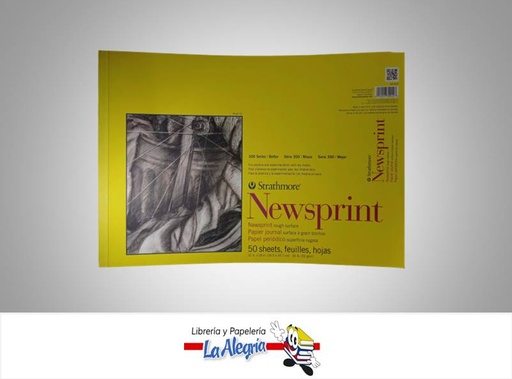 [012017390128] BLOCK PAPEL PERIODICO 30.5X46CM 52GR 50H MARCA STRATHMORE   