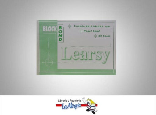 [012102] BLOCK BOND S/ROTULAR A4 20H MARCA LEARSY   