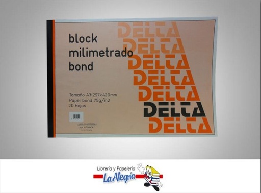 [012107] BLOCK BOND MILIMETRADO A3 20H 75GR MARCA DELTA   