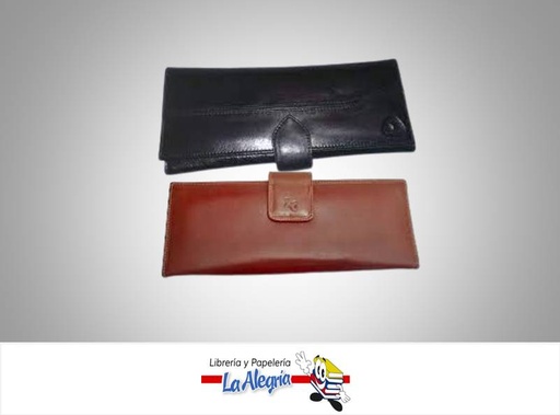 [08L013] PORTACHEQUERA DE CUERO NEGRO/MARRON MARCA PC   