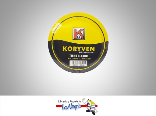 [1234567891224] TIRRO BLANCO 12MM X 45M UND MARCA KORYVEN   