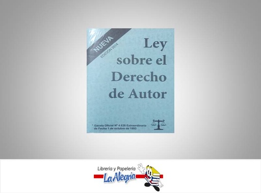 [15000] LEY SOBRE DERECHO DE AUTOR  TEMATICA LEYES AUTOR G.O.N4.638 EXT EDITORIAL DISTRIBUIDORA M.L., C.A.