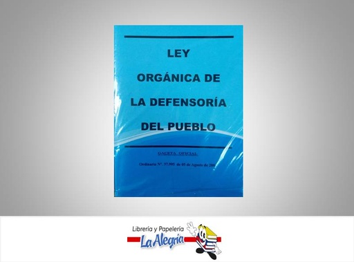 [15792] LEY DE DEFENSORIA DEL PUEBLO TEMATICA LEYES AUTOR GO 37995 EDITORIAL DISTRIBUIDORA ML