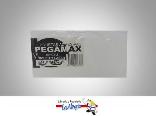 [4329741236977] ETIQUETA ADHESIVA 1/2 CARTA BLANCO 10H MARCA PAPERBACK   