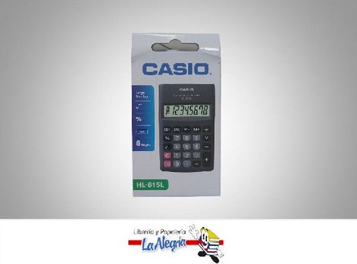 [4971850091387] CALCULADORA BOLSILLO HL-815L-BK 8DIGITO MARCA CASIO