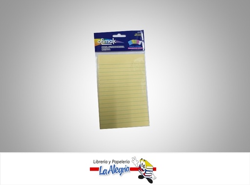 [600291524201] NOTA AUTOADHESIVA RAYADA 98X150 MM 100 HOJAS OK261 MARCA OFIMAK