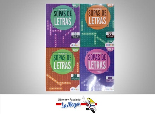 [6014417025093] INCREIBLES SOPAS LETRAS 2 VOL 1-4 80 PAGINAS  TEMATICA PASATIEMPO   EDITORIAL SICOBEN