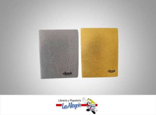 [653981353582] LIBRETA EMPASTADA ESCARCHADA ORO/PLATA G MARCA OFIMAK   