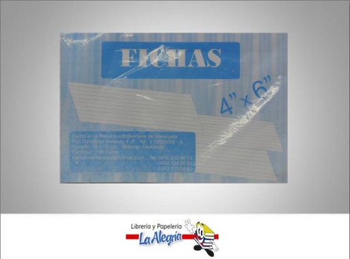 [6583126857528] FICHA RAYADA 4X6'' PAQ 100 UND MARCA ALPHA   