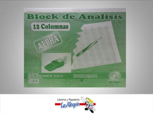 [6583126857900] BLOCK ANALISIS 12 COL 30H MARCA ALPHA   
