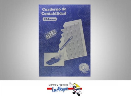 [6583126867954] CUADERNO DE CONTABILIDAD 4 COL 16 PAG MARCA ALPHA   