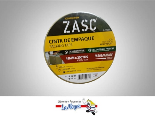 [679231558613] CINTA EMBALAR TRANSPARENTE 4.5CMX183MTS MARCA ZASC   
